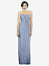 Alt View 1 Thumbnail - Sky Blue Strapless Draped Chiffon Maxi Dress - Lila