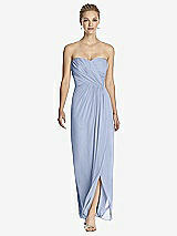 Front View Thumbnail - Sky Blue Strapless Draped Chiffon Maxi Dress - Lila