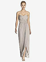 Front View Thumbnail - Taupe Strapless Draped Chiffon Maxi Dress - Lila