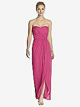 Front View Thumbnail - Tea Rose Strapless Draped Chiffon Maxi Dress - Lila