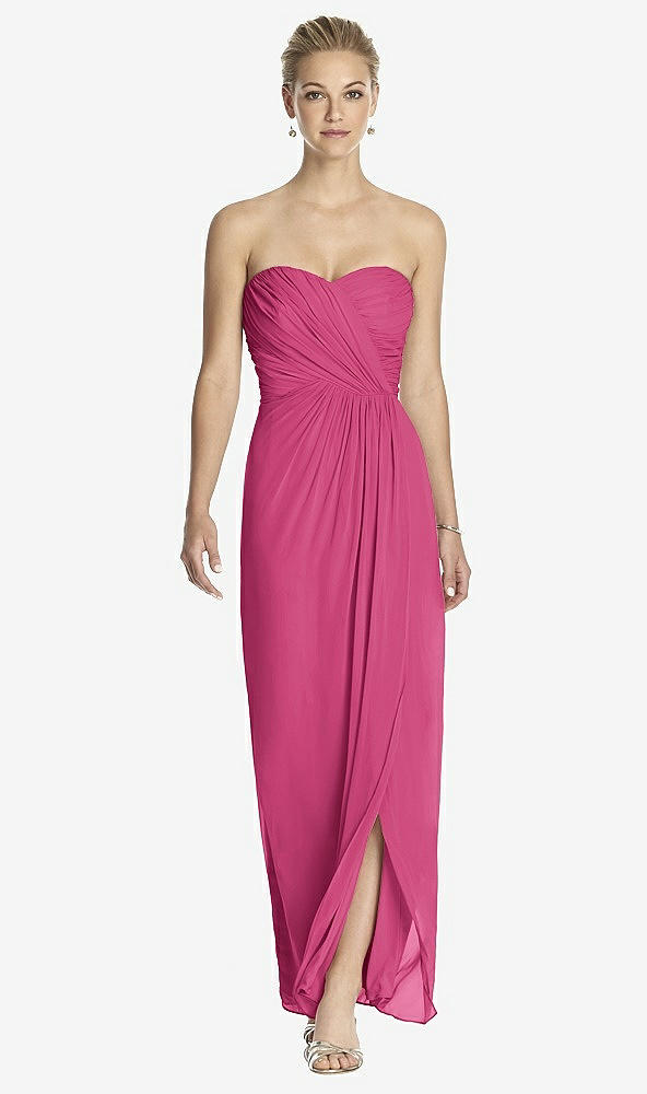 Front View - Tea Rose Strapless Draped Chiffon Maxi Dress - Lila