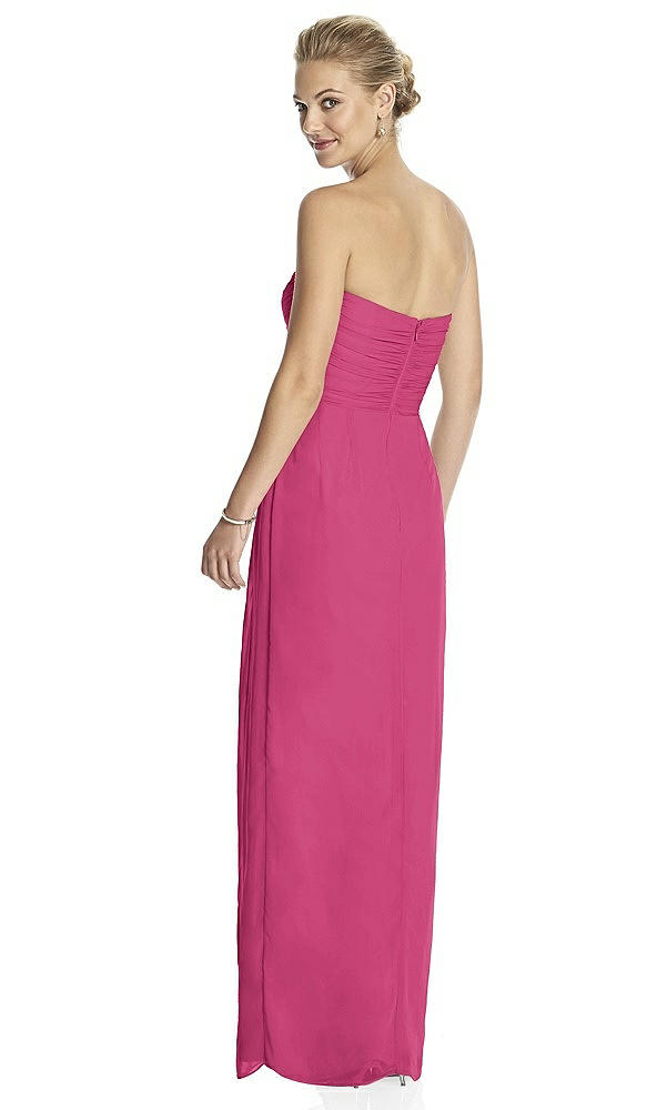 Back View - Tea Rose Strapless Draped Chiffon Maxi Dress - Lila