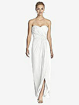 Front View Thumbnail - White Strapless Draped Chiffon Maxi Dress - Lila