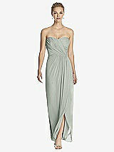 Front View Thumbnail - Willow Green Strapless Draped Chiffon Maxi Dress - Lila