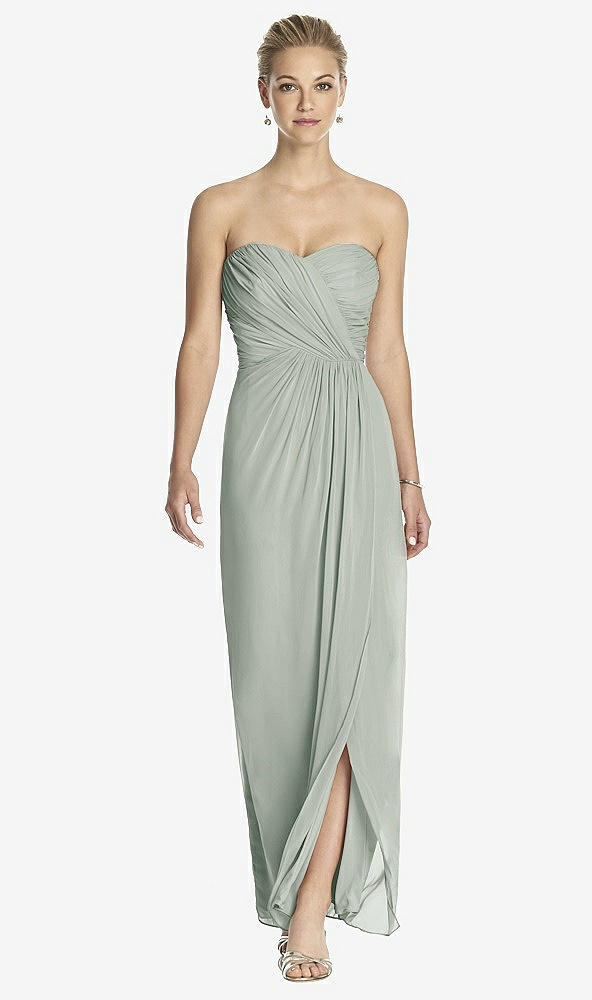 Front View - Willow Green Strapless Draped Chiffon Maxi Dress - Lila