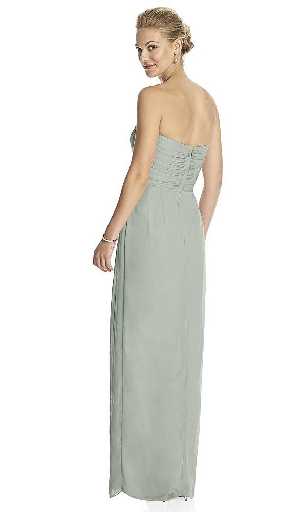 Back View - Willow Green Strapless Draped Chiffon Maxi Dress - Lila