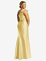 Alt View 6 Thumbnail - Maize Bow One-Shoulder Satin Trumpet Gown