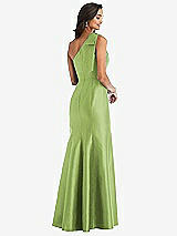 Alt View 2 Thumbnail - Mojito Bow One-Shoulder Satin Trumpet Gown