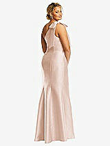 Alt View 6 Thumbnail - Cameo Bow One-Shoulder Satin Trumpet Gown