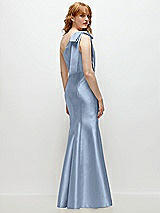 Side View Thumbnail - Cloudy Bow One-Shoulder Satin Trumpet Gown