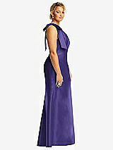 Alt View 5 Thumbnail - Grape Bow One-Shoulder Satin Trumpet Gown