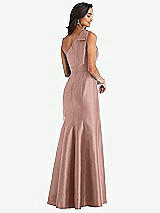 Alt View 2 Thumbnail - Neu Nude Bow One-Shoulder Satin Trumpet Gown