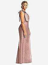 Alt View 5 Thumbnail - Neu Nude Bow One-Shoulder Satin Trumpet Gown