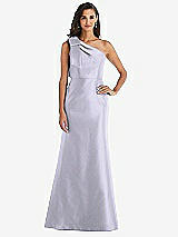 Alt View 1 Thumbnail - Silver Dove Bow One-Shoulder Satin Trumpet Gown