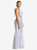 Alt View 5 Thumbnail - Silver Dove Bow One-Shoulder Satin Trumpet Gown