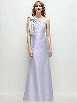 Front View Thumbnail - Silver Dove Bow One-Shoulder Satin Trumpet Gown