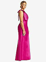 Alt View 5 Thumbnail - Think Pink Bow One-Shoulder Satin Trumpet Gown