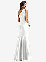 Alt View 2 Thumbnail - White Bow One-Shoulder Satin Trumpet Gown