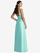 Rear View Thumbnail - Coastal Pleated Bodice Open-Back Maxi Dress with Pockets