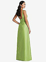 Rear View Thumbnail - Mojito Pleated Bodice Open-Back Maxi Dress with Pockets