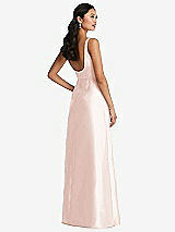 Rear View Thumbnail - Blush Pleated Bodice Open-Back Maxi Dress with Pockets