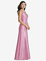 Side View Thumbnail - Powder Pink Pleated Bodice Open-Back Maxi Dress with Pockets