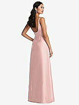 Rear View Thumbnail - Rose - PANTONE Rose Quartz Pleated Bodice Open-Back Maxi Dress with Pockets