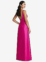 Rear View Thumbnail - Think Pink Pleated Bodice Open-Back Maxi Dress with Pockets