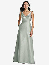 Front View Thumbnail - Willow Green Pleated Bodice Open-Back Maxi Dress with Pockets