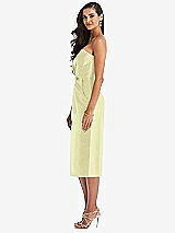 Side View Thumbnail - Butter Yellow Strapless Bow-Waist Pleated Satin Pencil Dress with Pockets