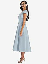 Side View Thumbnail - Mist Puff Cap Sleeve Full Skirt Satin Midi Dress