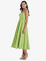 Side View Thumbnail - Mojito Tie-Neck Halter Full Skirt Satin Midi Dress