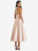 Rear View Thumbnail - Cameo Tie-Neck Halter Full Skirt Satin Midi Dress