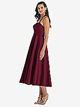 Side View Thumbnail - Cabernet Tie-Neck Halter Full Skirt Satin Midi Dress