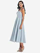 Side View Thumbnail - Mist Tie-Neck Halter Full Skirt Satin Midi Dress