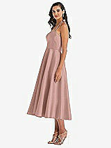 Side View Thumbnail - Neu Nude Tie-Neck Halter Full Skirt Satin Midi Dress