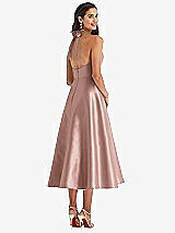 Rear View Thumbnail - Neu Nude Tie-Neck Halter Full Skirt Satin Midi Dress