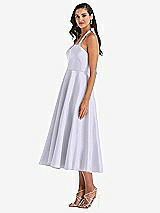 Side View Thumbnail - Silver Dove Tie-Neck Halter Full Skirt Satin Midi Dress