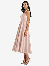 Side View Thumbnail - Toasted Sugar Tie-Neck Halter Full Skirt Satin Midi Dress