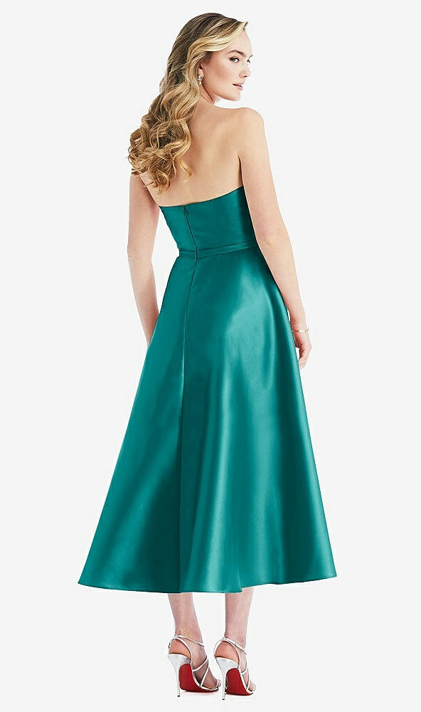 Back View - Jade Strapless Bow-Waist Full Skirt Satin Midi Dress