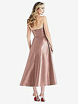 Rear View Thumbnail - Neu Nude Strapless Bow-Waist Full Skirt Satin Midi Dress