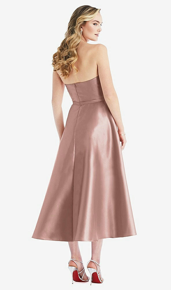 Back View - Neu Nude Strapless Bow-Waist Full Skirt Satin Midi Dress