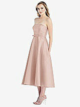 Side View Thumbnail - Toasted Sugar Strapless Bow-Waist Full Skirt Satin Midi Dress