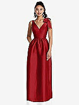 Side View Thumbnail - Garnet Bowed-Shoulder Full Skirt Maxi Dress with Pockets