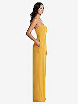 Side View Thumbnail - NYC Yellow Strapless Pleated Front Jumpsuit with Pockets