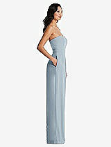 Side View Thumbnail - Mist Strapless Pleated Front Jumpsuit with Pockets