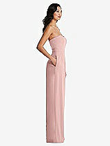 Side View Thumbnail - Rose Quartz Strapless Pleated Front Jumpsuit with Pockets