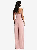 Rear View Thumbnail - Rose Quartz Strapless Pleated Front Jumpsuit with Pockets