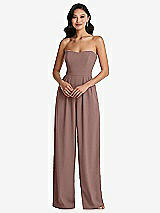 Front View Thumbnail - Sienna Strapless Pleated Front Jumpsuit with Pockets