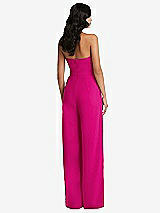 Rear View Thumbnail - Think Pink Strapless Pleated Front Jumpsuit with Pockets